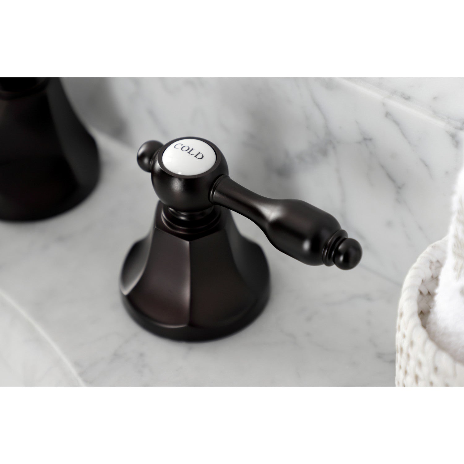 Kingston Tulare KS4465TAL - Tudor Two-Handle 3-Hole Deck Mount Widespread Bathroom Faucet with Brass Pop-Up, Oil Rubbed Bronze — thumbnail 2